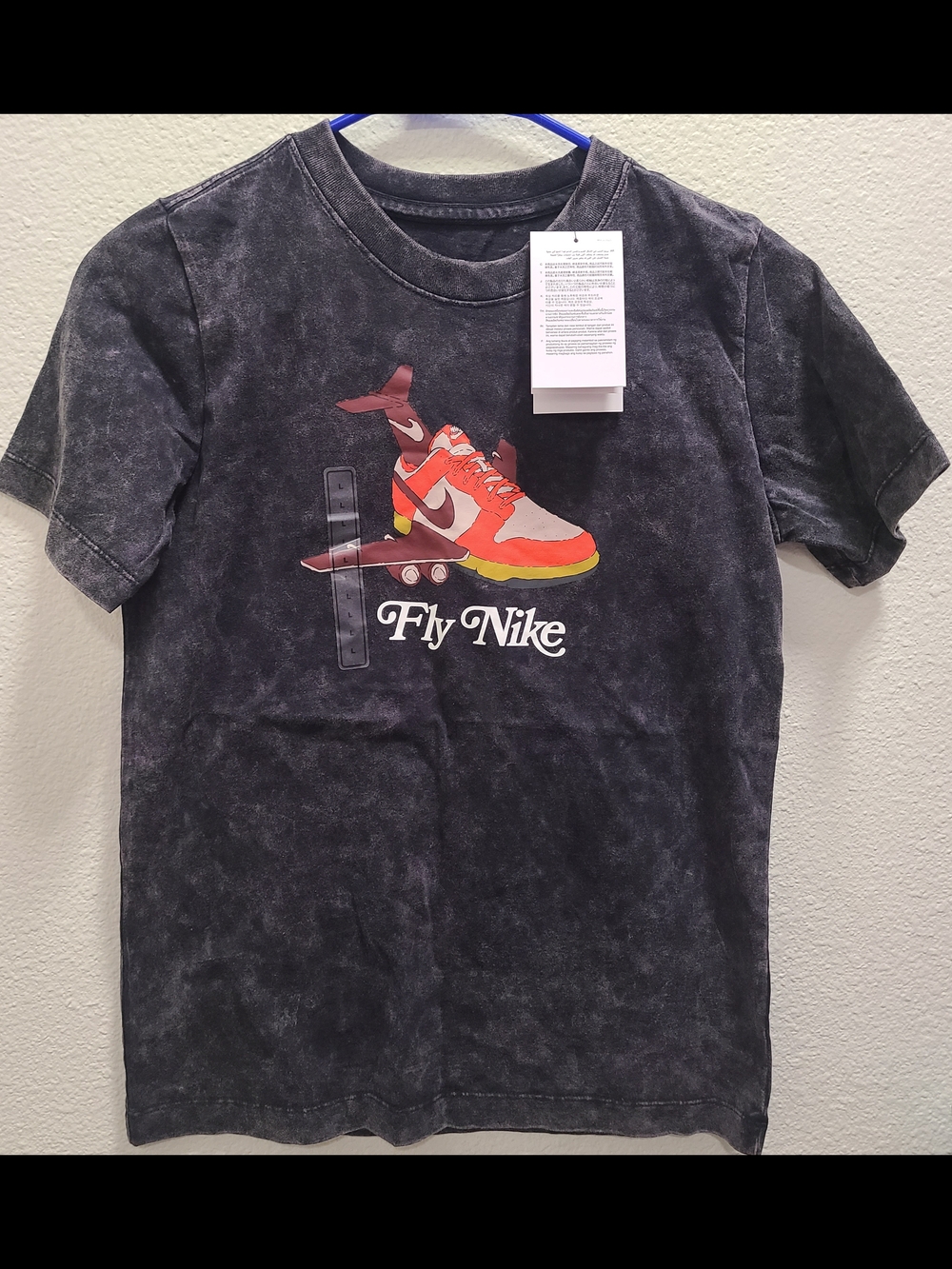 Nike Black Mineral Wash Tee with Red & Yellow Sneaker Graphic